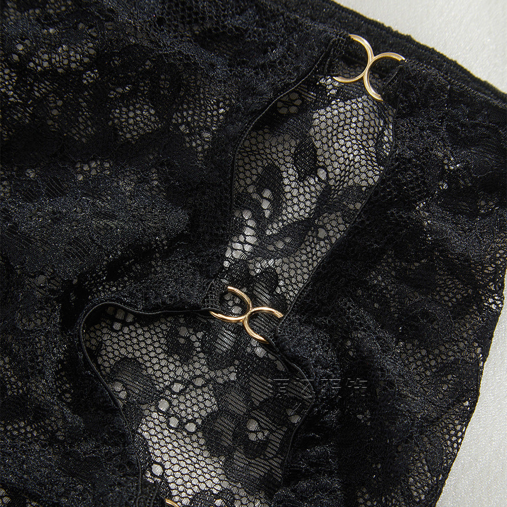 Lace High Waist Triangle Underwear with Metal Details and Cutout Design Transparent Comfort | noémi