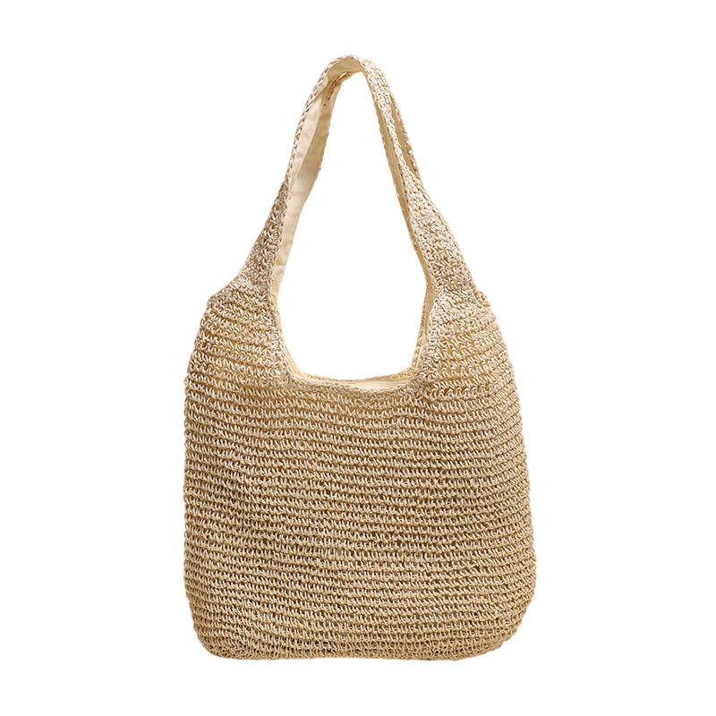 Large-Capacity Straw Shoulder Tote Bag – Dual-Handle Woven, Natural Beige | noémi