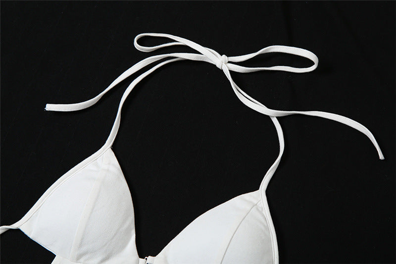 Womens Slim Tie Halter Crop Top | Backless Underwaist Design | noémi