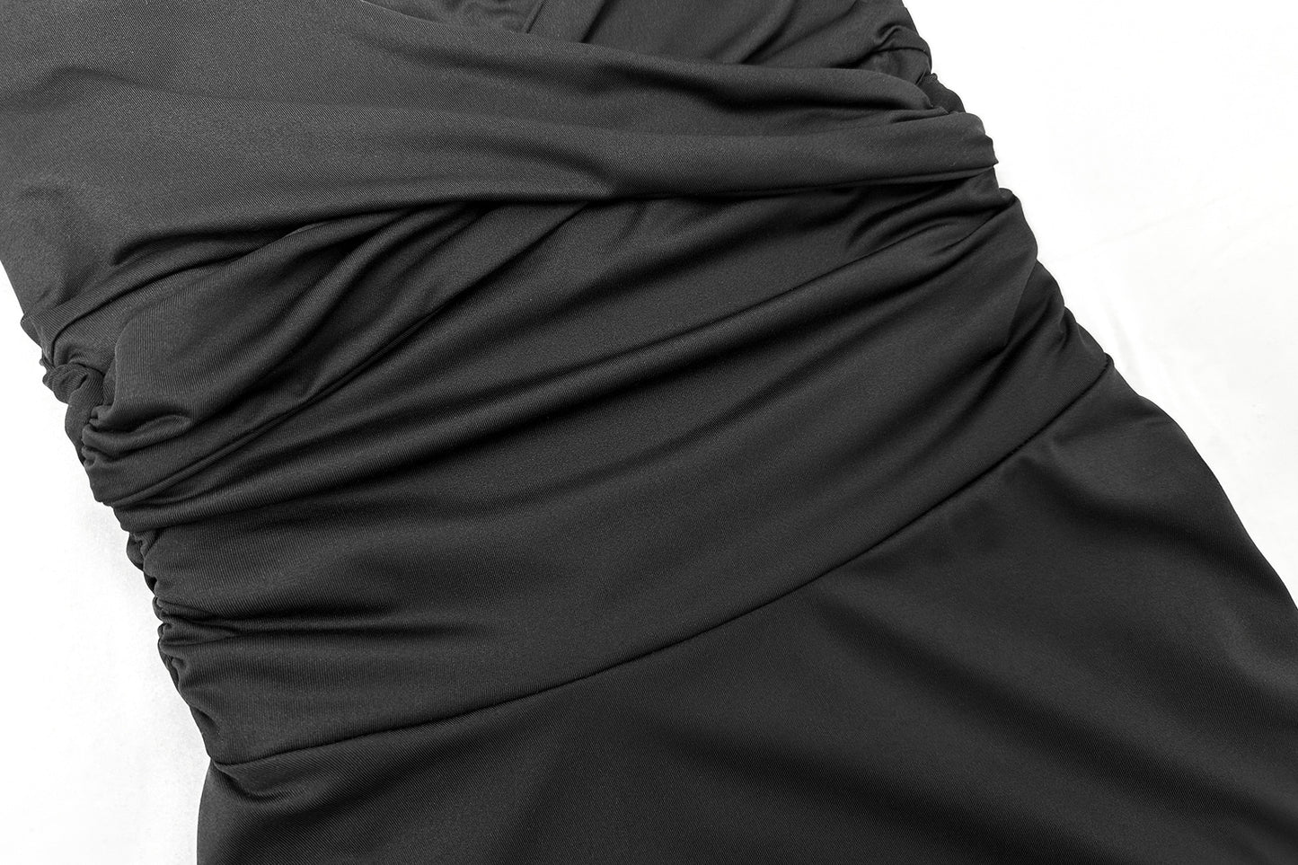 Tube Top Suspender Dress with Deep V Neck and Ruffle Detail | noémi