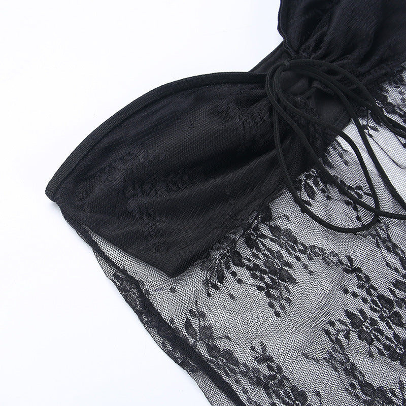 Sheer Lace Tube Top | Strapless Knitted Mesh Corset Style | noémi