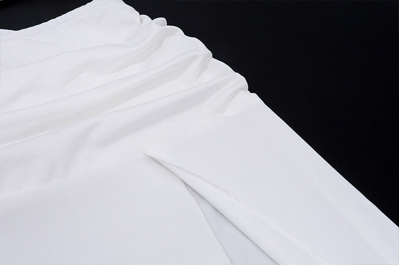 Two Piece Set | Lace Up Crop Top Pleated Slit Skirt | Low Waist | noémi