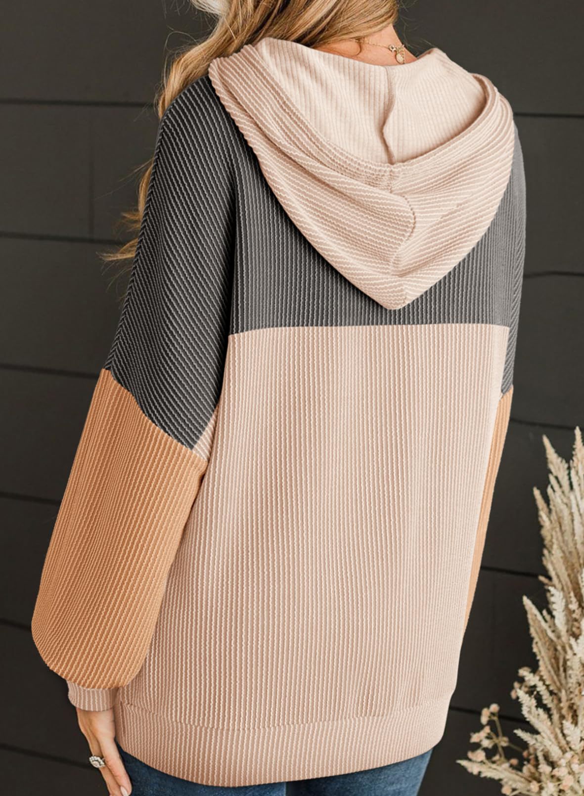 Colorblock Hoodie for Women | Twist Stripe Loose Long Sleeve Sweater | noémi