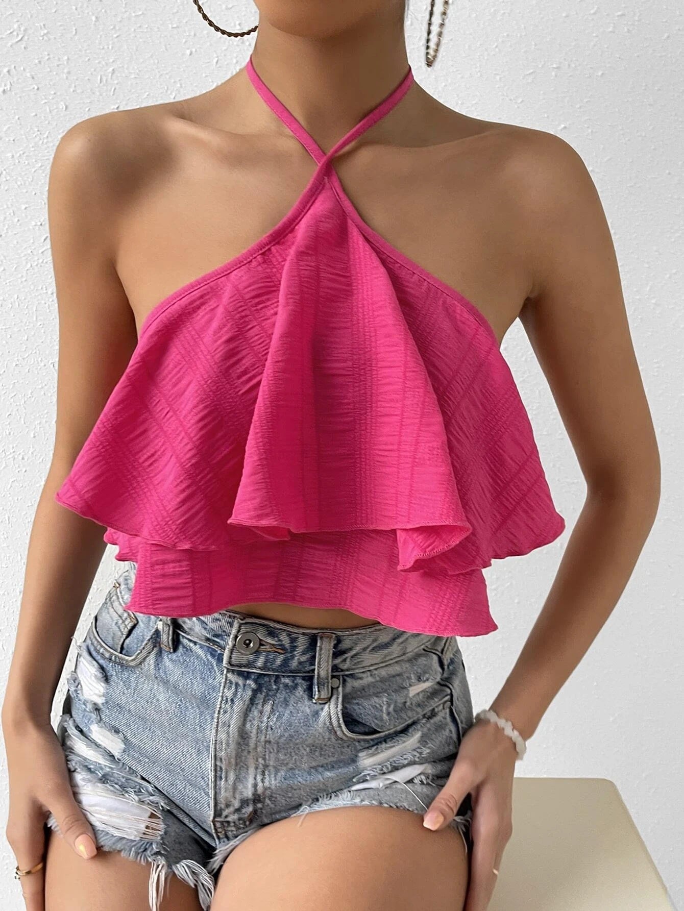 Women's Vest Summer Backless Niche Halter Sleeveless Top | Pink | noémi