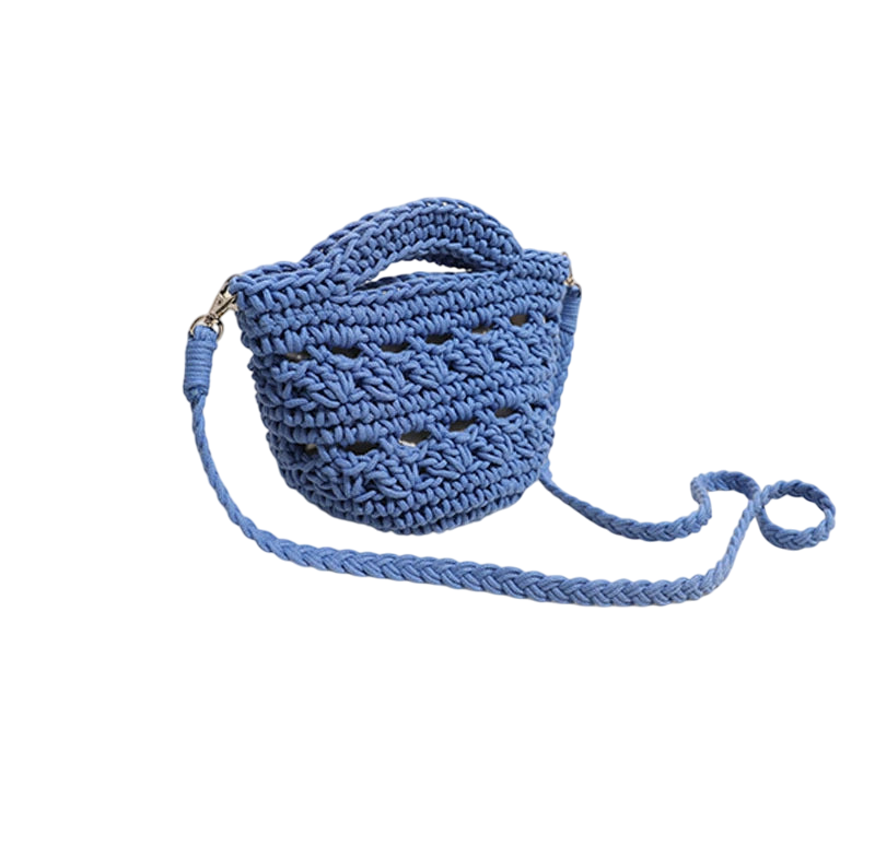 Colorful Crossbody Cotton Thread Blue without Lining