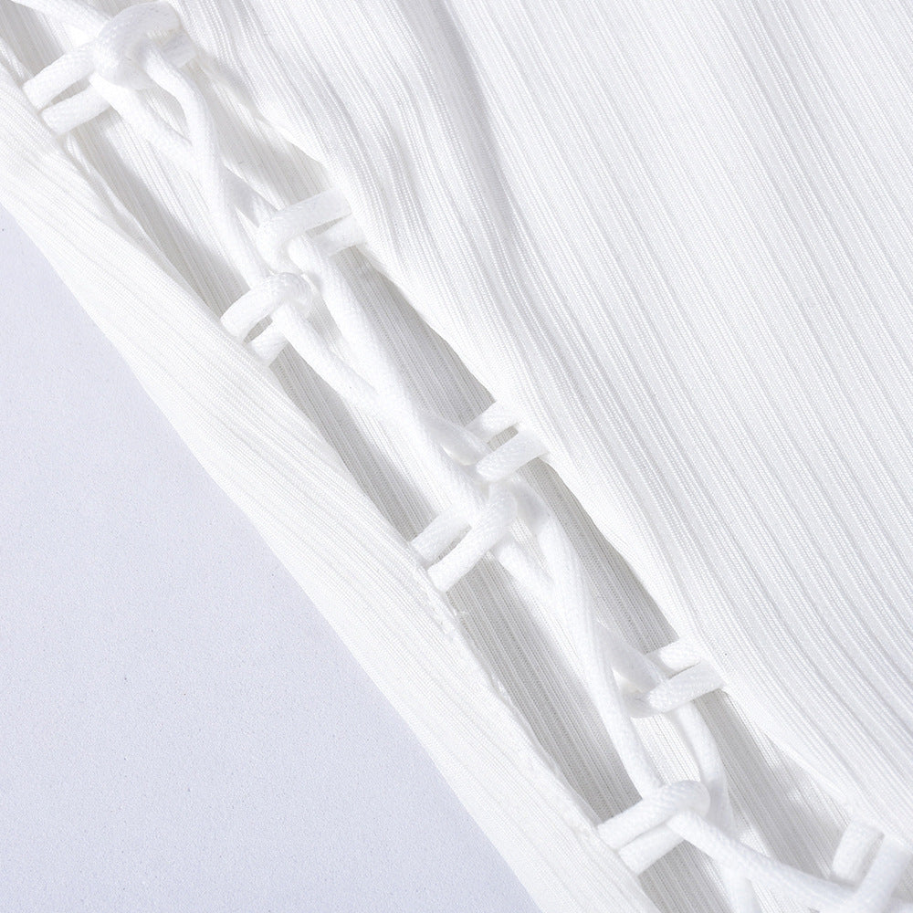 Womens Two Piece Set | Strapless Tank Top Mini Skirt with Stylish Rope Detail | noémi