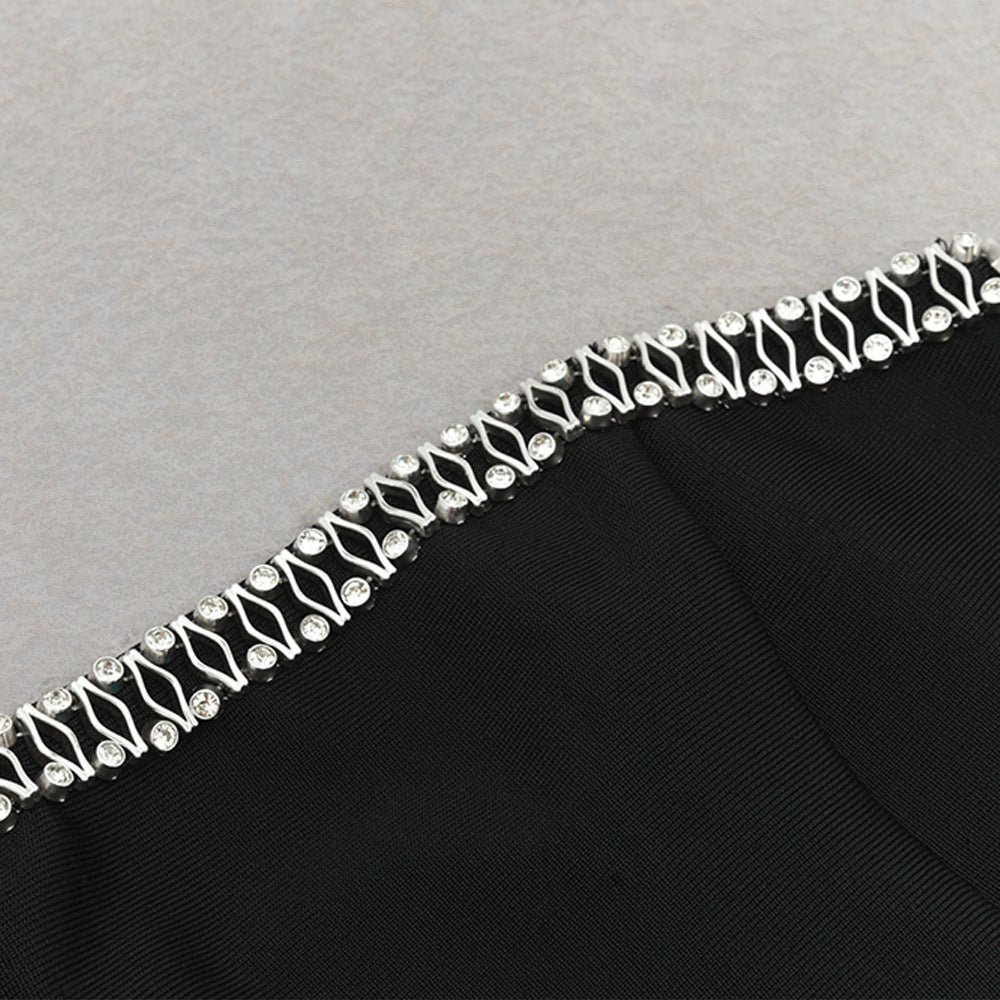 Chain Strap One Shoulder Mid Length Bodycon Dress | noémi