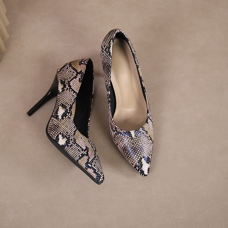 Snakeskin Pointed Toe Stiletto Heels | High Heel Pumps | noémi