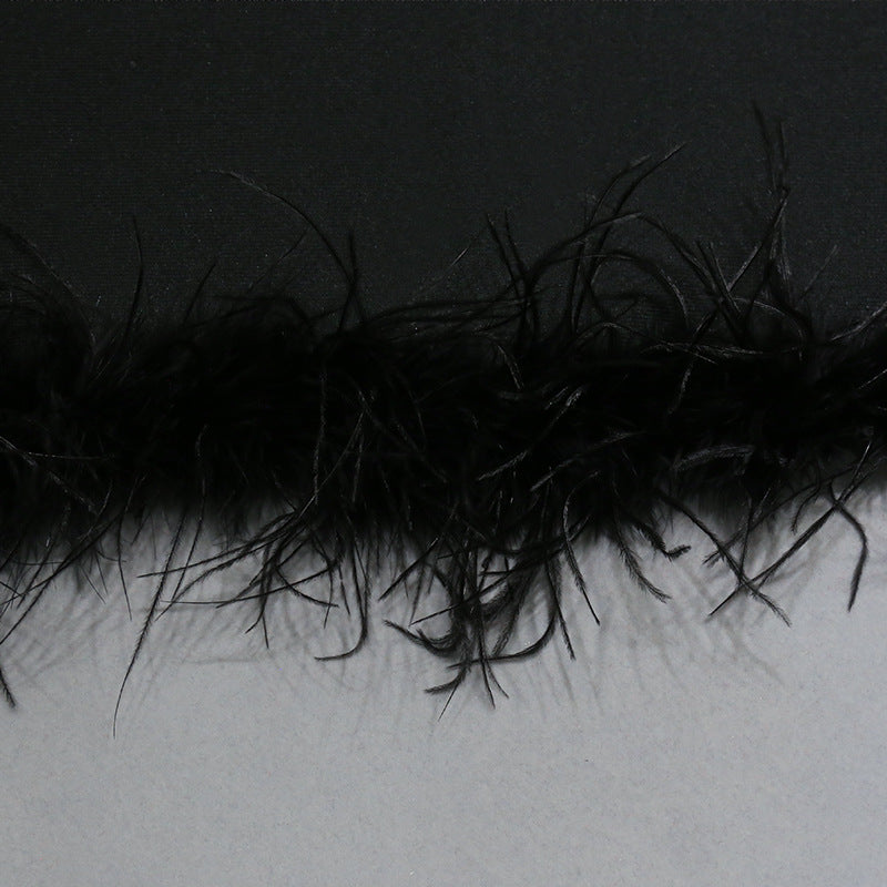 Women Tube Top Long Dress with Feather Trim and Bandage Fit | noémi