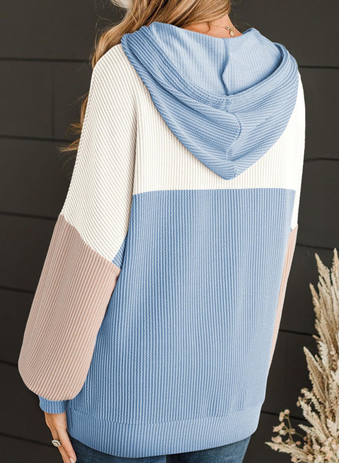 Colorblock Hoodie for Women | Twist Stripe Loose Long Sleeve Sweater | noémi