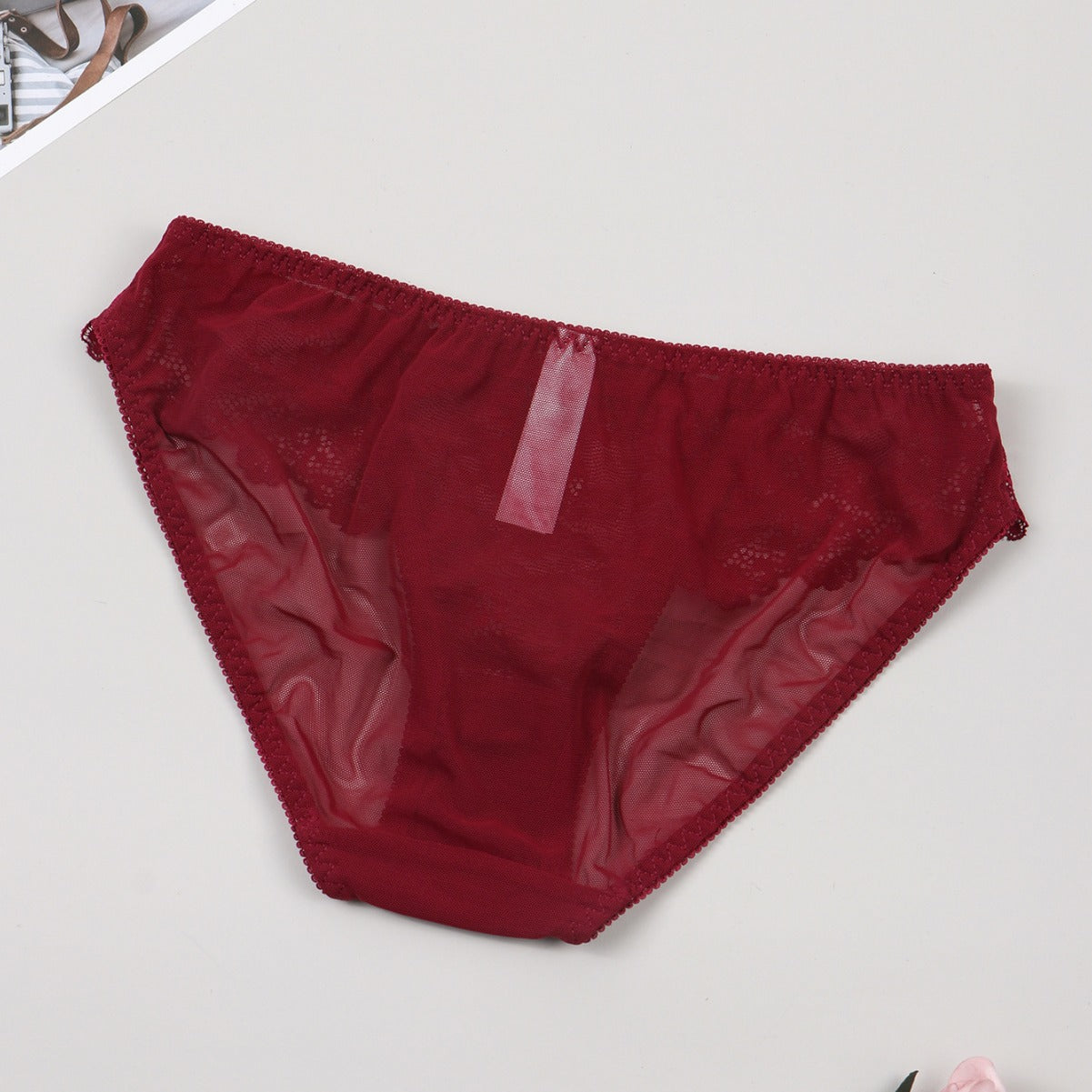 Ultra Thin Lace Mesh Cutout Briefs with Cotton Lining and Low Waist Fit | noémi