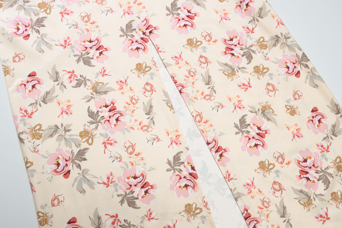 Floral Print U Neck Slit Sling Dress with Slim Fit | noémi