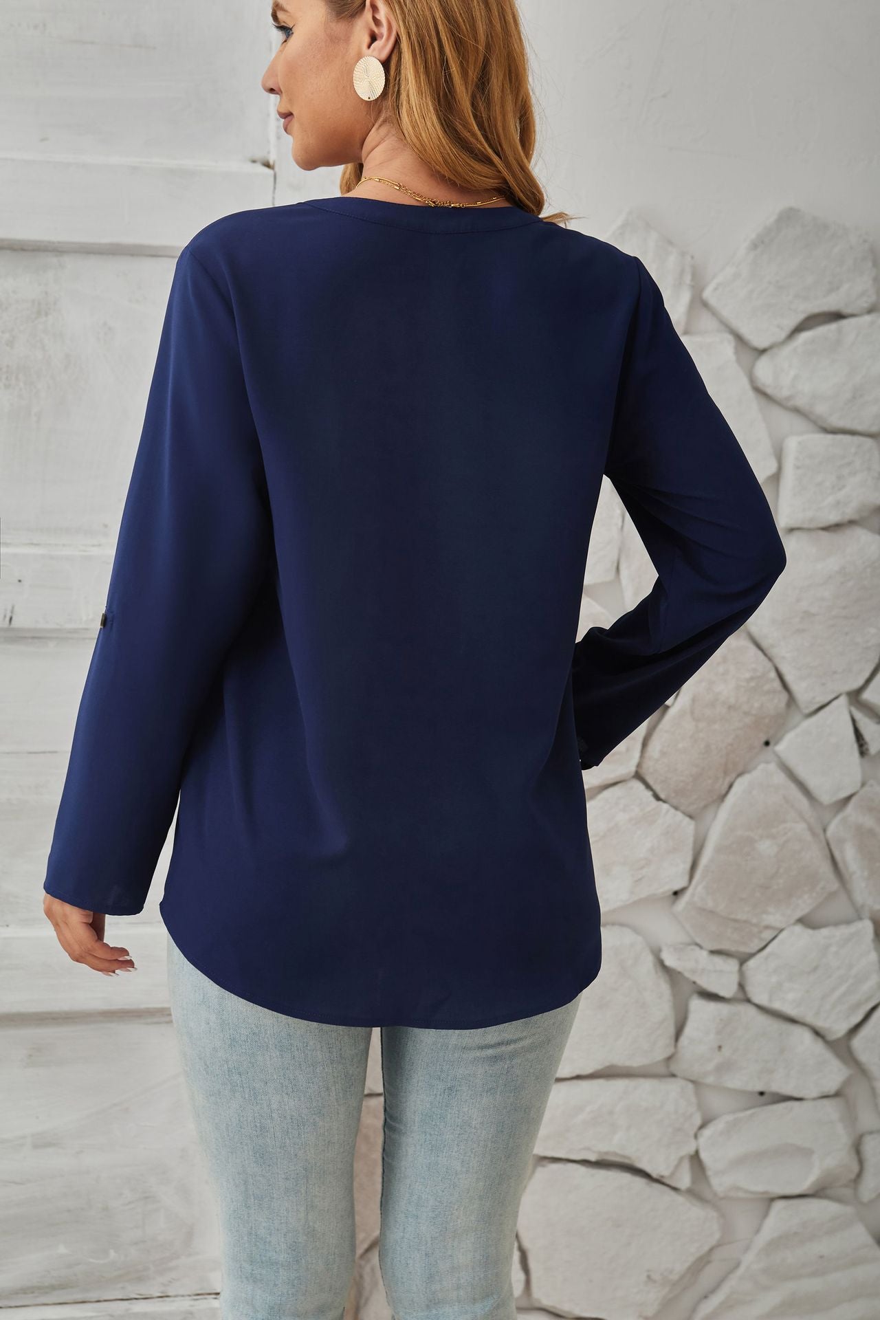 Womens V Neck Long Sleeve Top | noémi