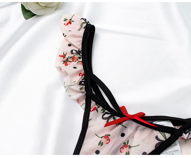 Mesh Printed Thin Strap Underwear Set for Women | noémi