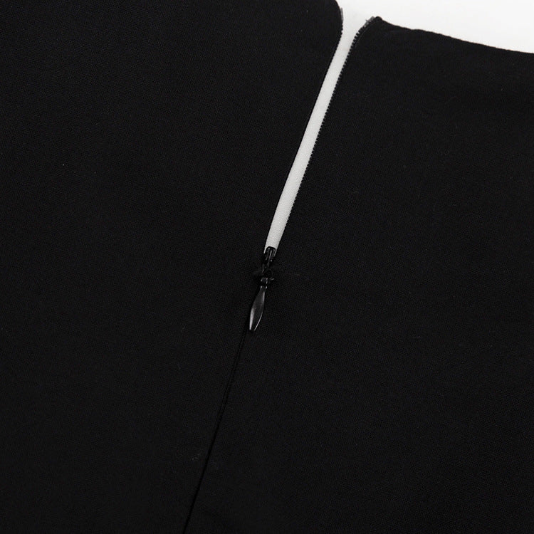Women’s Black Puff Sleeve VNeck ALine Dress | Waist Controlling Tiered Mini Dress | noémi