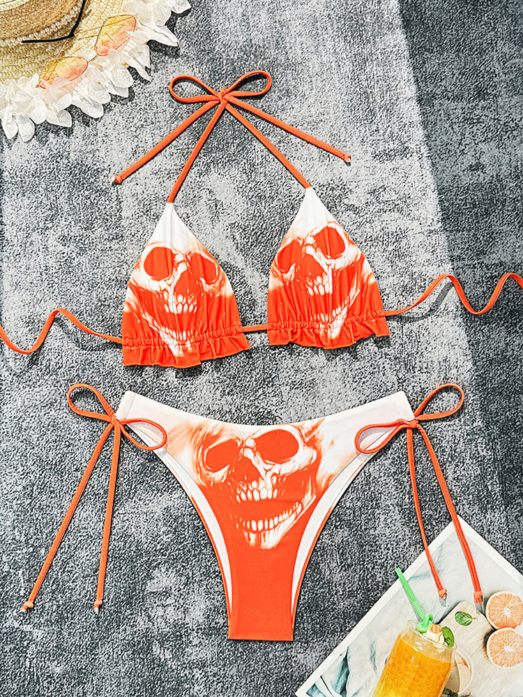 Printed Lace Up Split Bikini Swimsuit for Women Beachwear | noémi