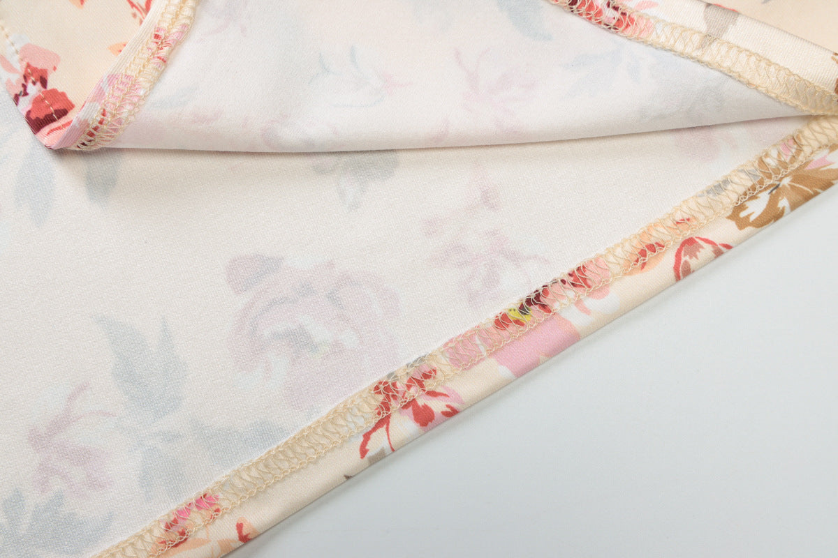 Floral Print U Neck Slit Sling Dress with Slim Fit | noémi