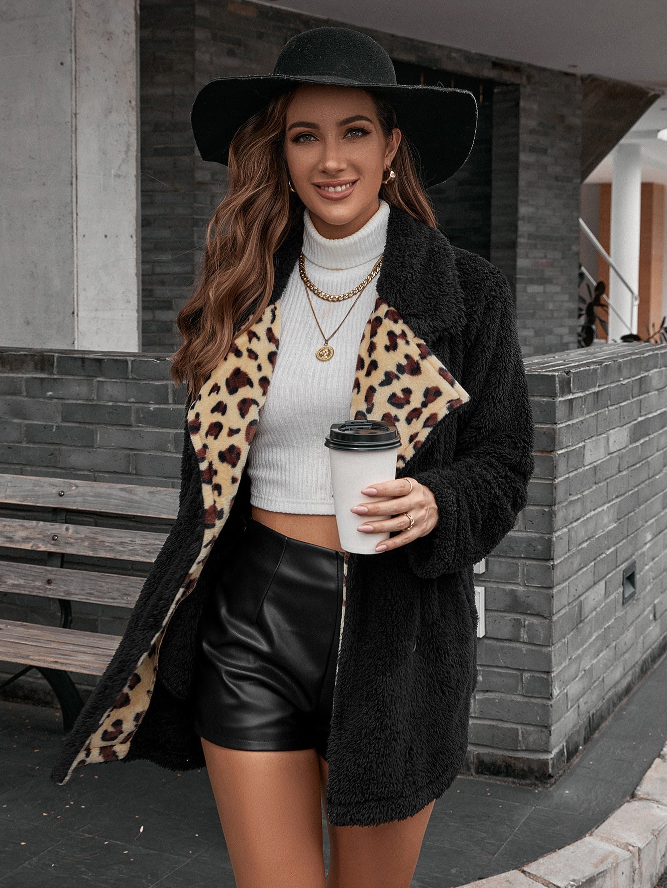 Leopard Print Fur Cardigan | Lambswool Trench Coat for Women | noémi