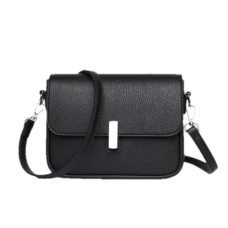 Square Leather Crossbody – Elephant Gray Textured Mini Bag | noémi