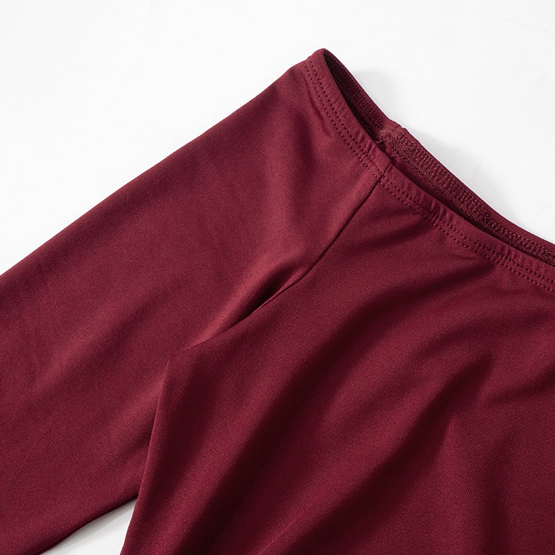 Women Off Shoulder Long Sleeve Dress with High Waist and Short Hem | noémi