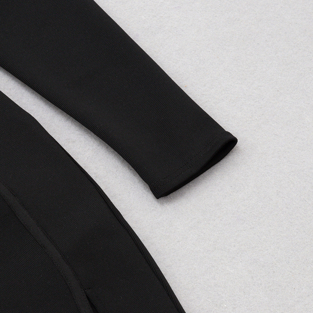 Black Bodycon Dress | Tube Top Shawl Collar | Side Slit | noémi