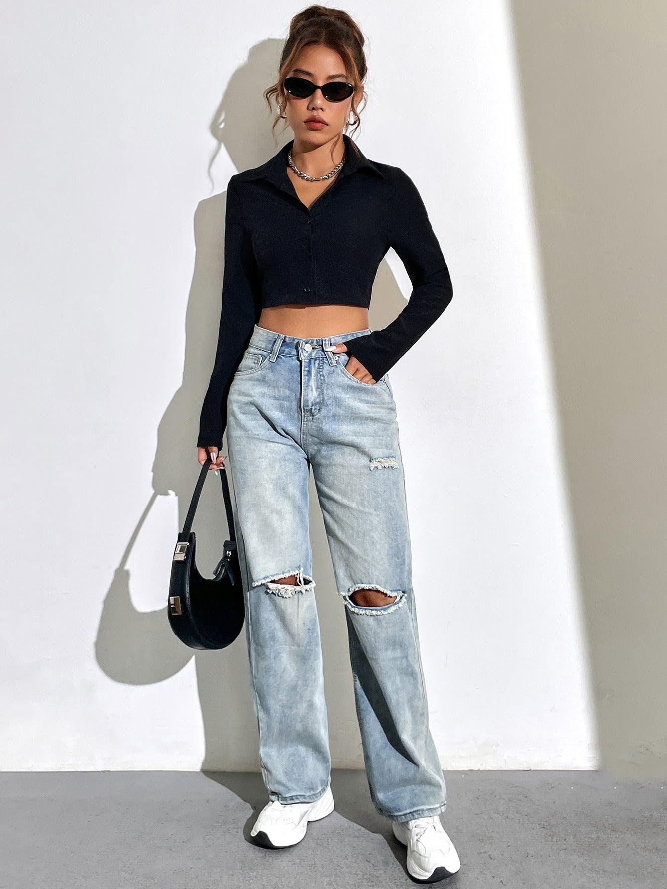 Womens Loose Fit Backless Short Sleeve Shirt | noémi