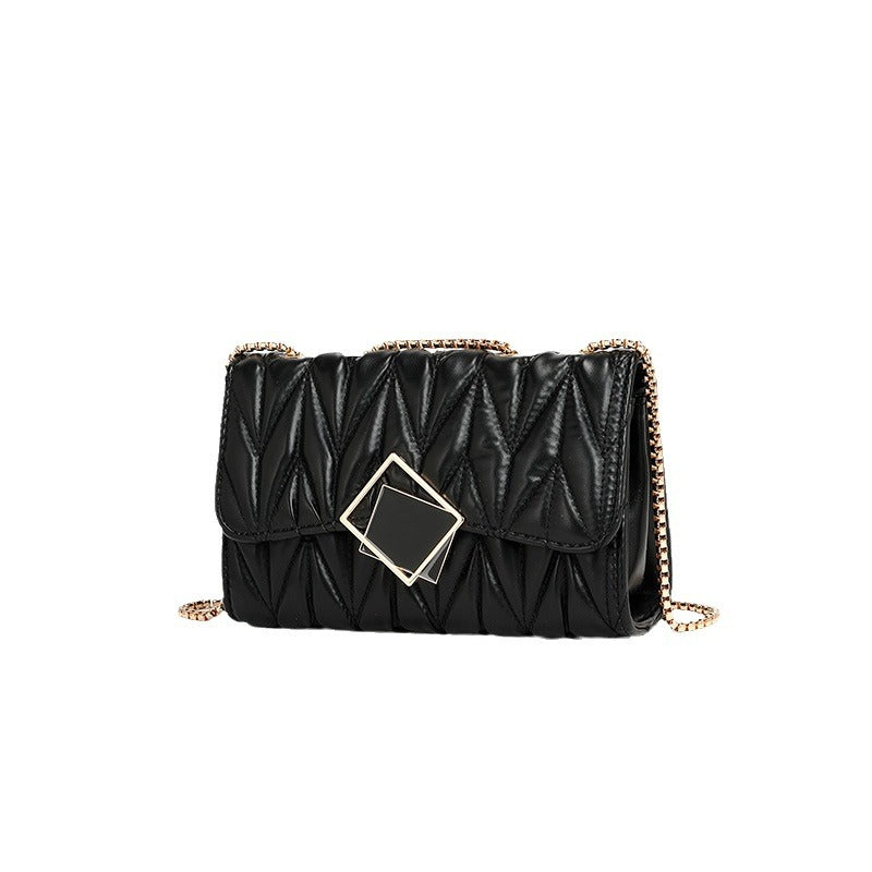 Pleated Chain Shoulder Bag – Summer Mini Messenger, White | noémi