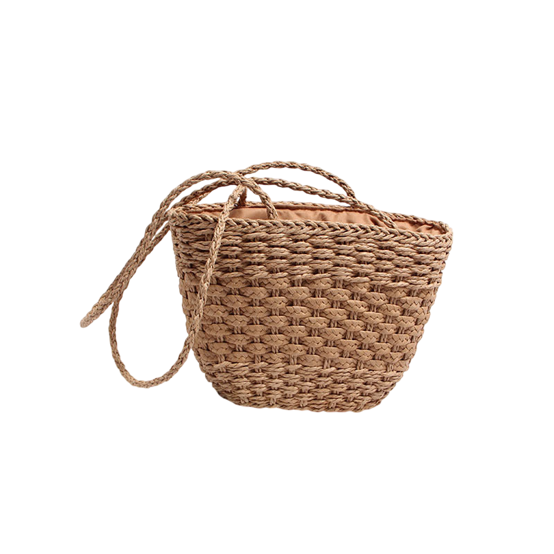 Handmade Straw Shoulder Bag – Woven Boho Beach Tote | noémi