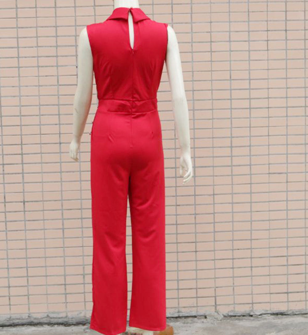 Women’s Summer Sleeveless Jumpsuit | V Neck Button Detail, Slim Fit One Piece Romper | noémi