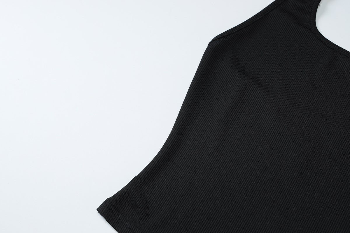 Ring Strap Ribbed Tank Top | Cutout Halter Crop | noémi