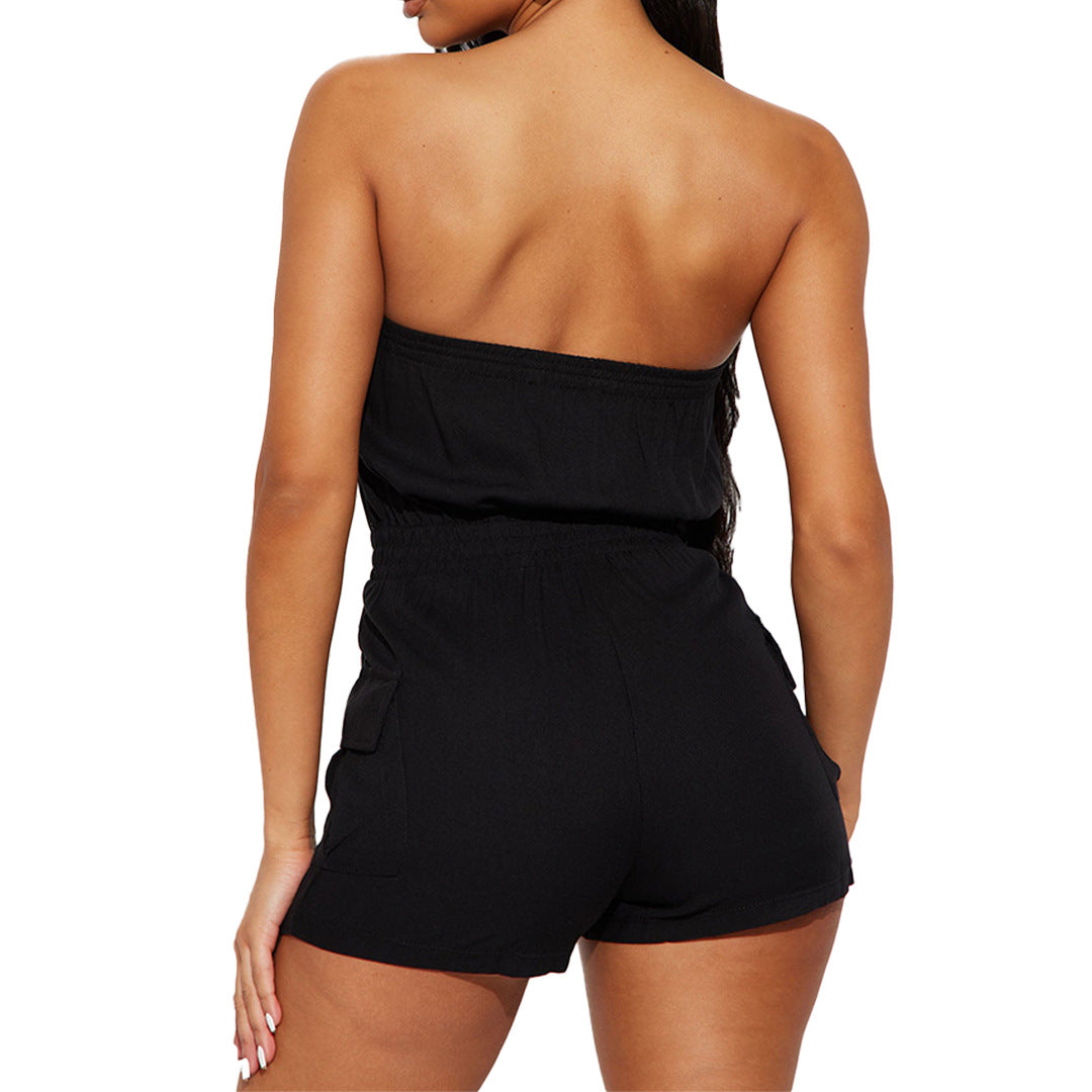 Women’s Strapless Utility Romper | Jumpsuit with Cargo Pockets | noémi