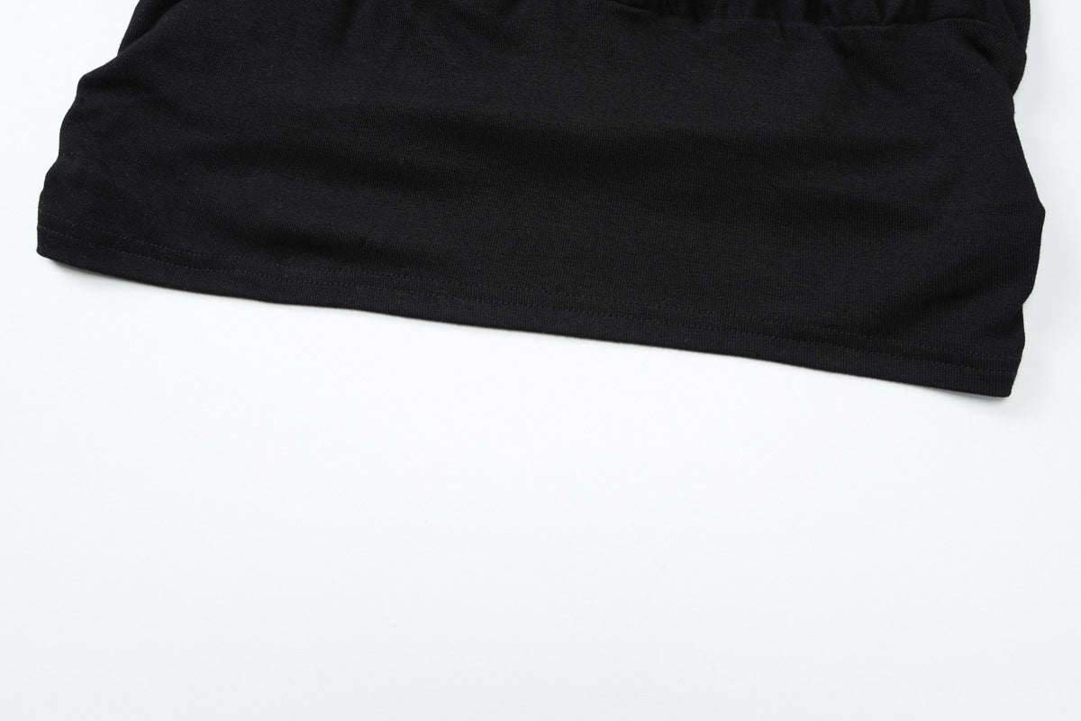 Keyhole Halter Crop Top | Black Tie Back Top with Metal Choker Detail | noémi