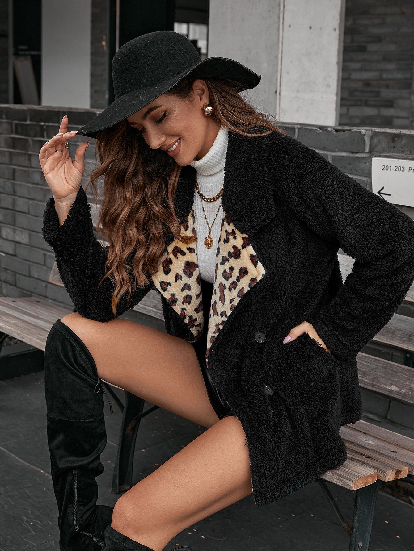 Leopard Print Fur Cardigan | Lambswool Trench Coat for Women | noémi