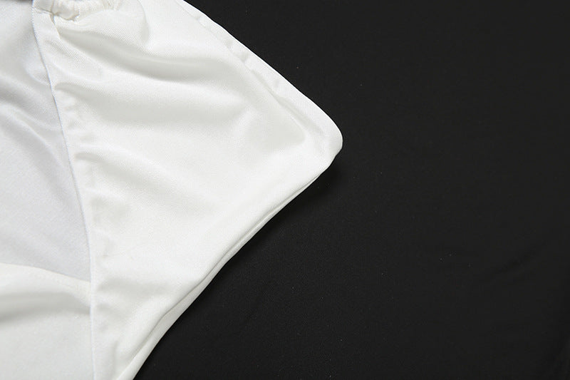 White Cutout Tube Dress | Scarf Collar, High-Slit, Slim Fit Summer Gown | noémi