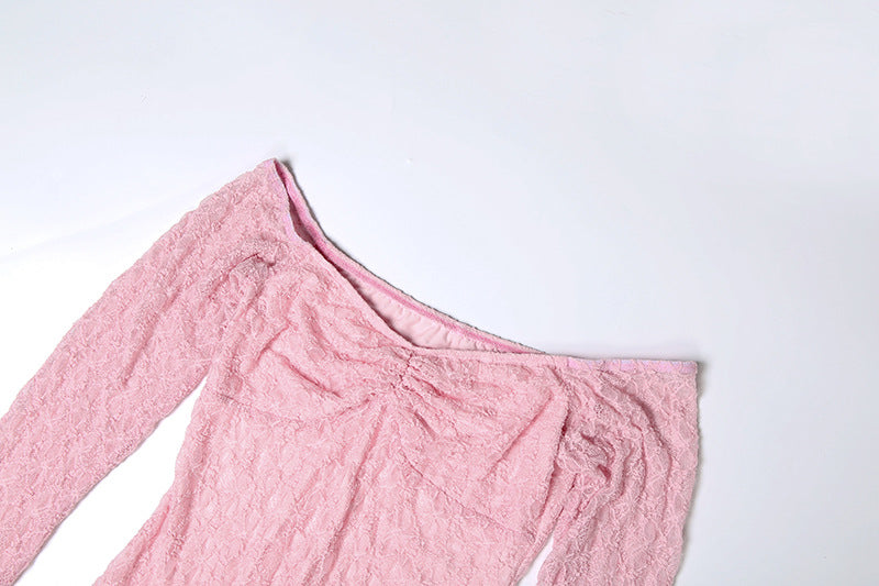 Summer Off Shoulder Pink Maxi Dress | Flattering High Waist Sheath Dress | noémi