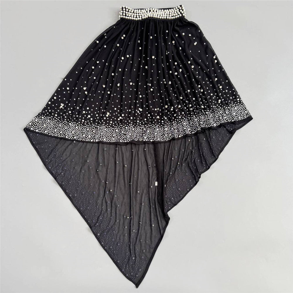 Black Pearl Cape Gown | Strapless Fitted Maxi Dress with Detachable Sheer Overlay | noémi