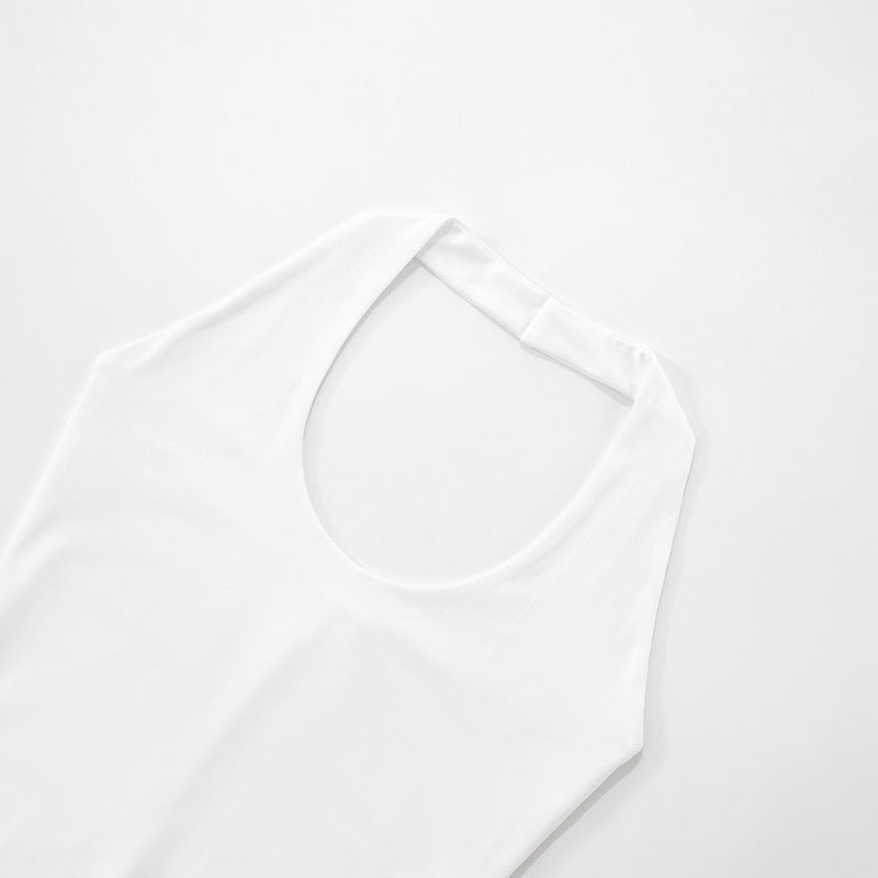Elegant White Halter Bodycon Dress | Sleeveless Summer Dress | noémi