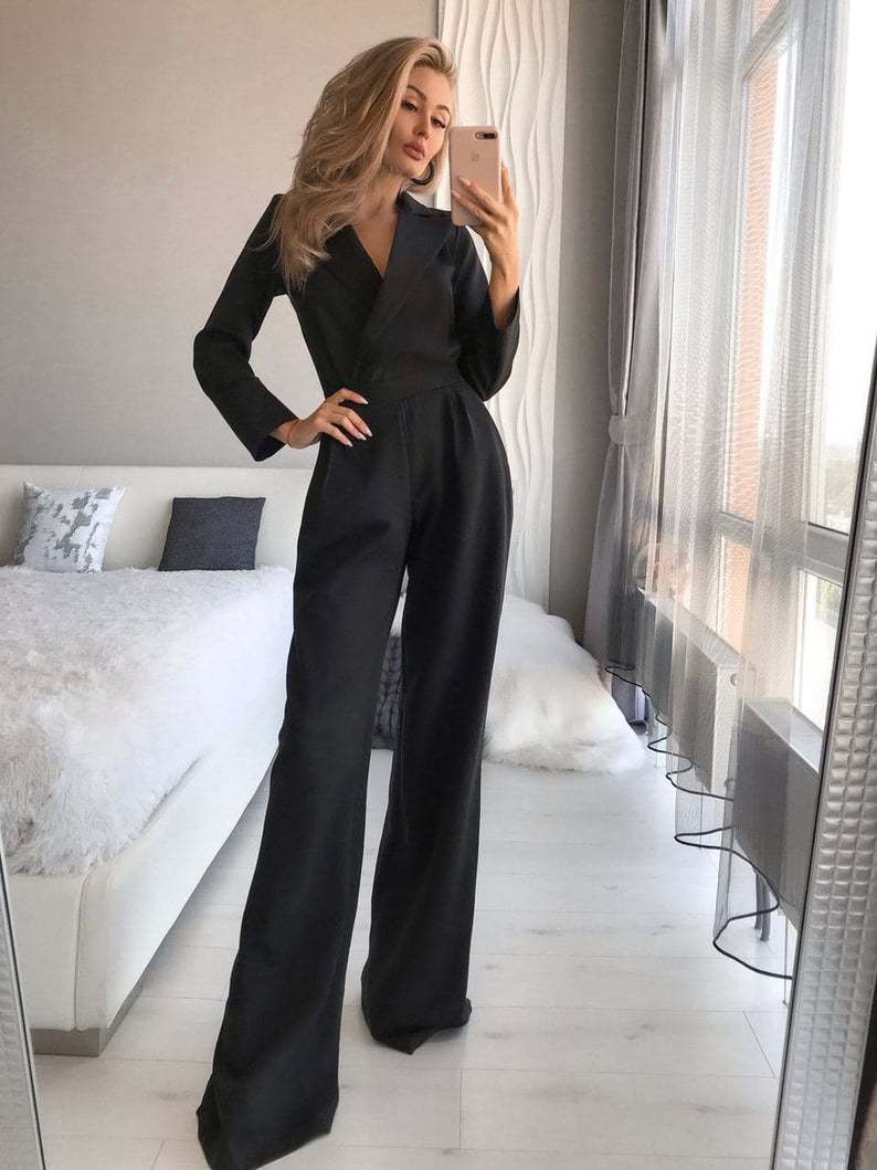 Women’s Tailored Jumpsuit | Long Sleeve Slim Fit, Elegant Tuxedo Style | noémi