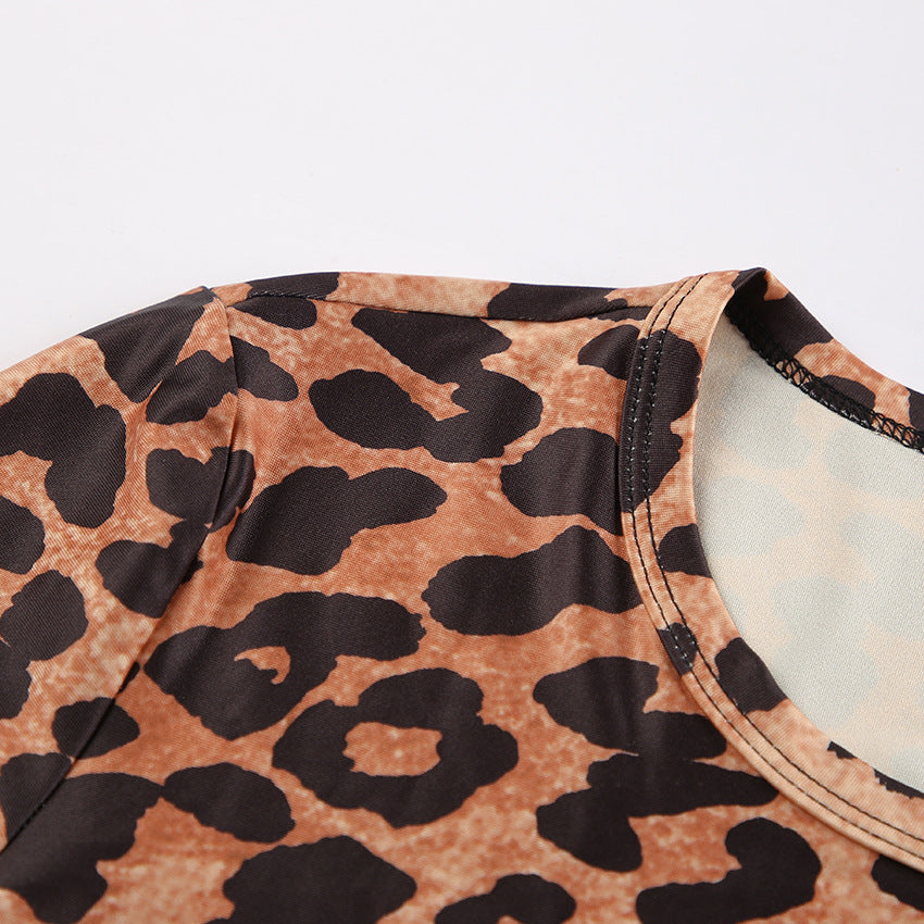 Knitted Leopard Print Jumpsuit | Long Sleeve Round Neck Slim Fit | noémi