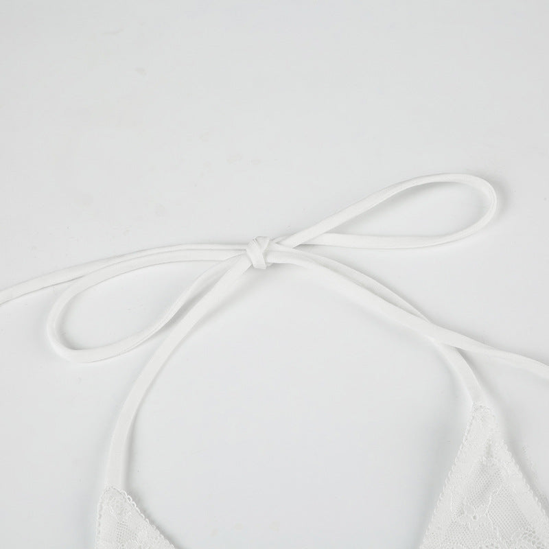 Halter Lace Cutout Bra Camisole | Faux Two Piece Hollow Out Waist Strap Top | noémi