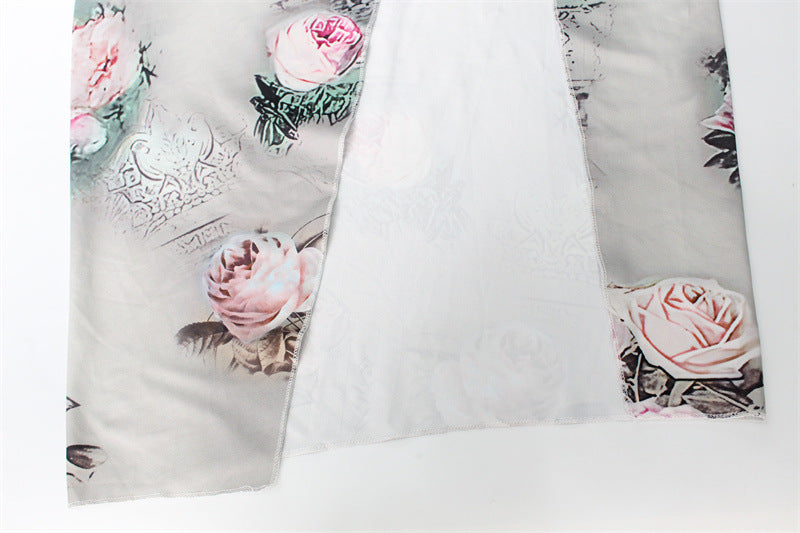 Satin Floral Maxi Dress | Cowl Neck with High Slit Dress | noémi