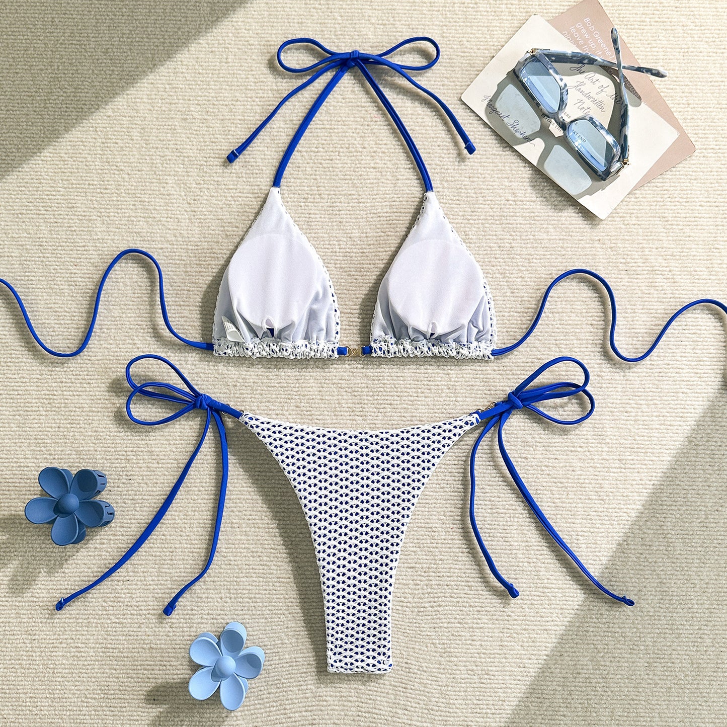 Knitted Cutout Bikini Set with Hollow Design and Split Detail | noémi