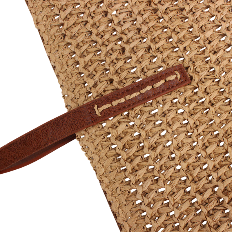 Brown Straw Woven Shoulder Bag – Pure Color Minimalist Tote for Daily Commute | noémi