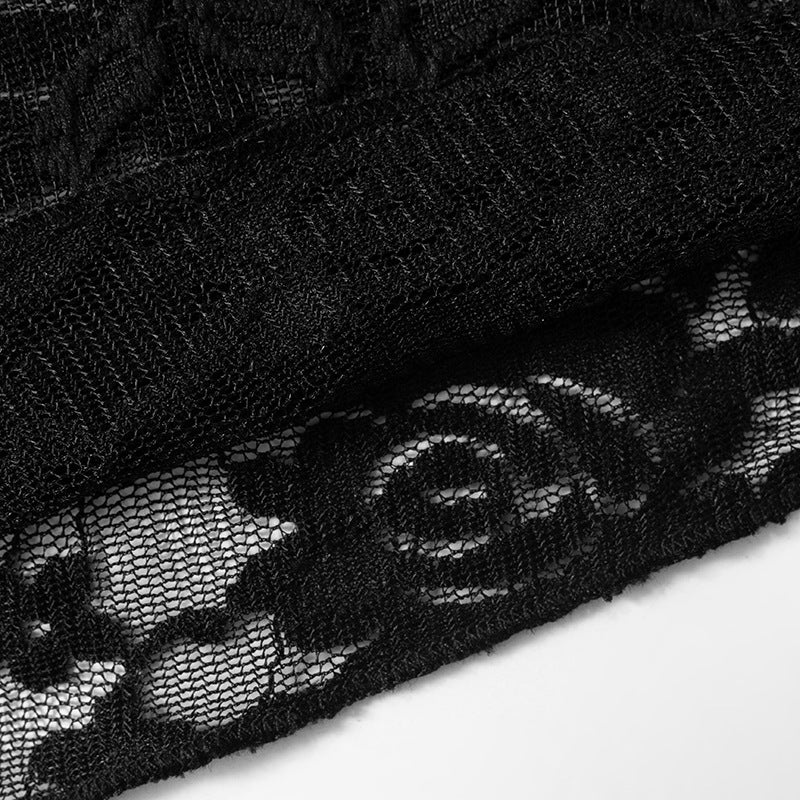 Lace Crop Top | One Shoulder Black Sheer Wrap Tank | noémi