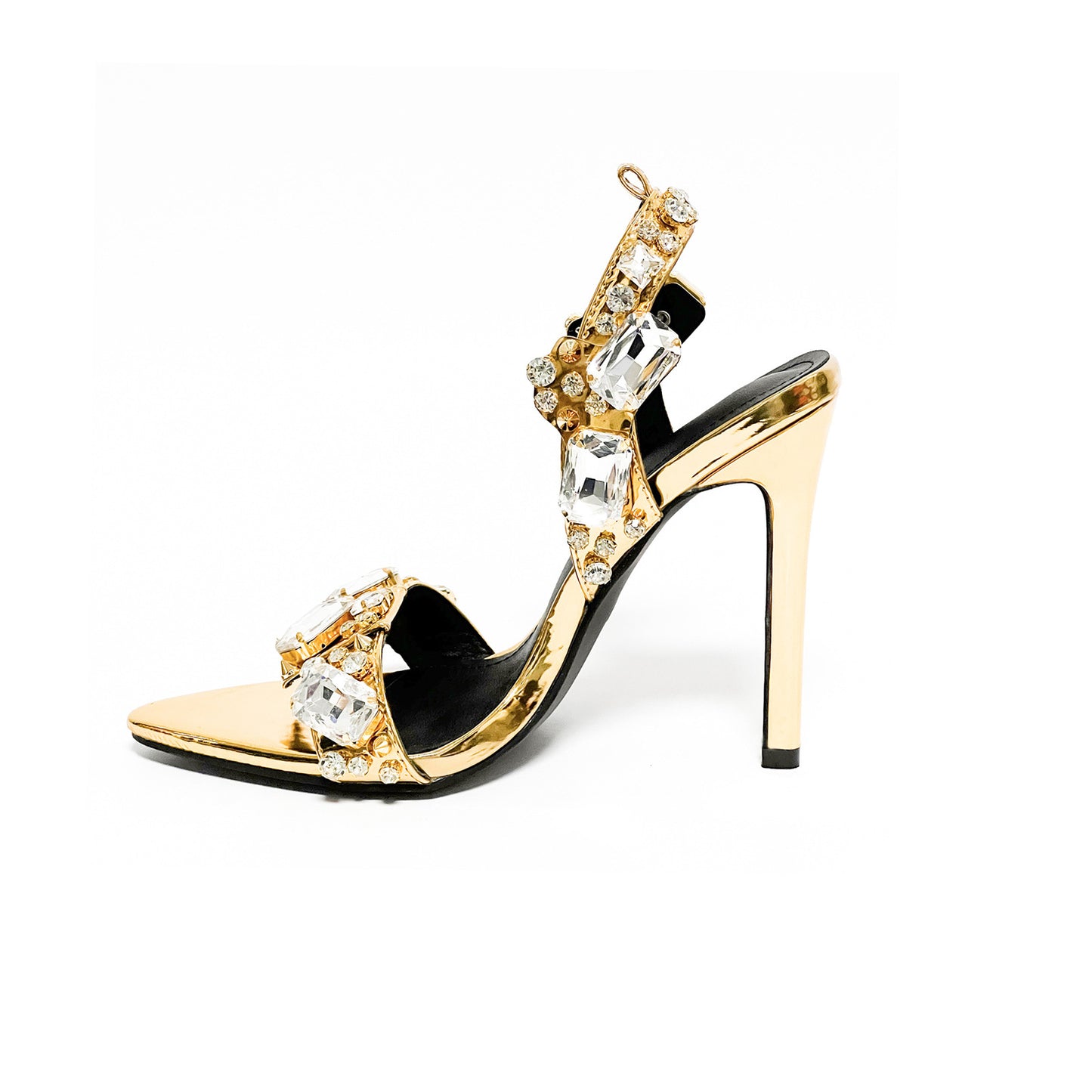 Crystal Embellished Metallic Heels | 11cm Rhinestone Lace Up High Heels | Pointed & Open Toe Sandals | noémi