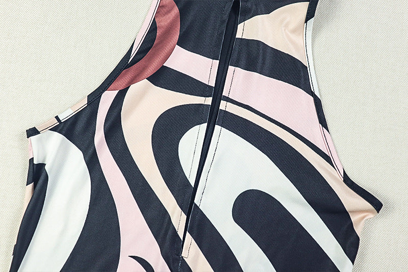 Bold Zebra Print Cutout Sleeveless Jumpsuit | Slim Fit One Piece, Hollow-Out Clubwear, Bodycon | noémi