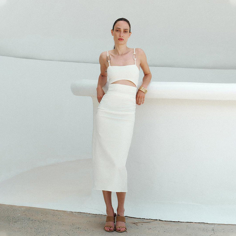 Backless Slim Fit Jumpsuit | High Waist Spaghetti Straps | noémi