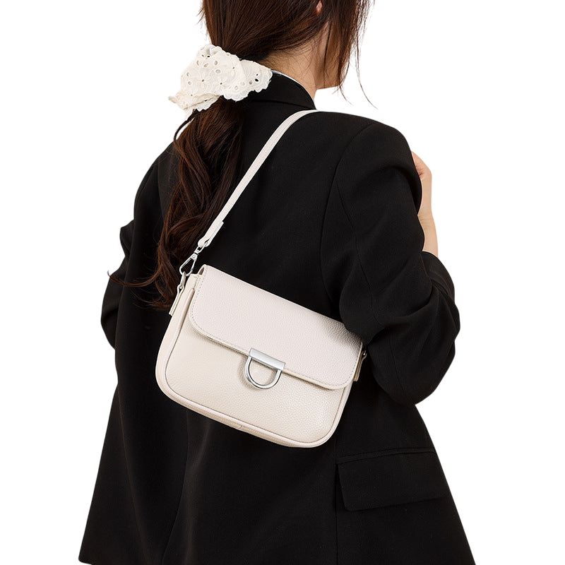 Elephant Gray Square Leather Crossbody Bag – Textured Retro Style | noémi