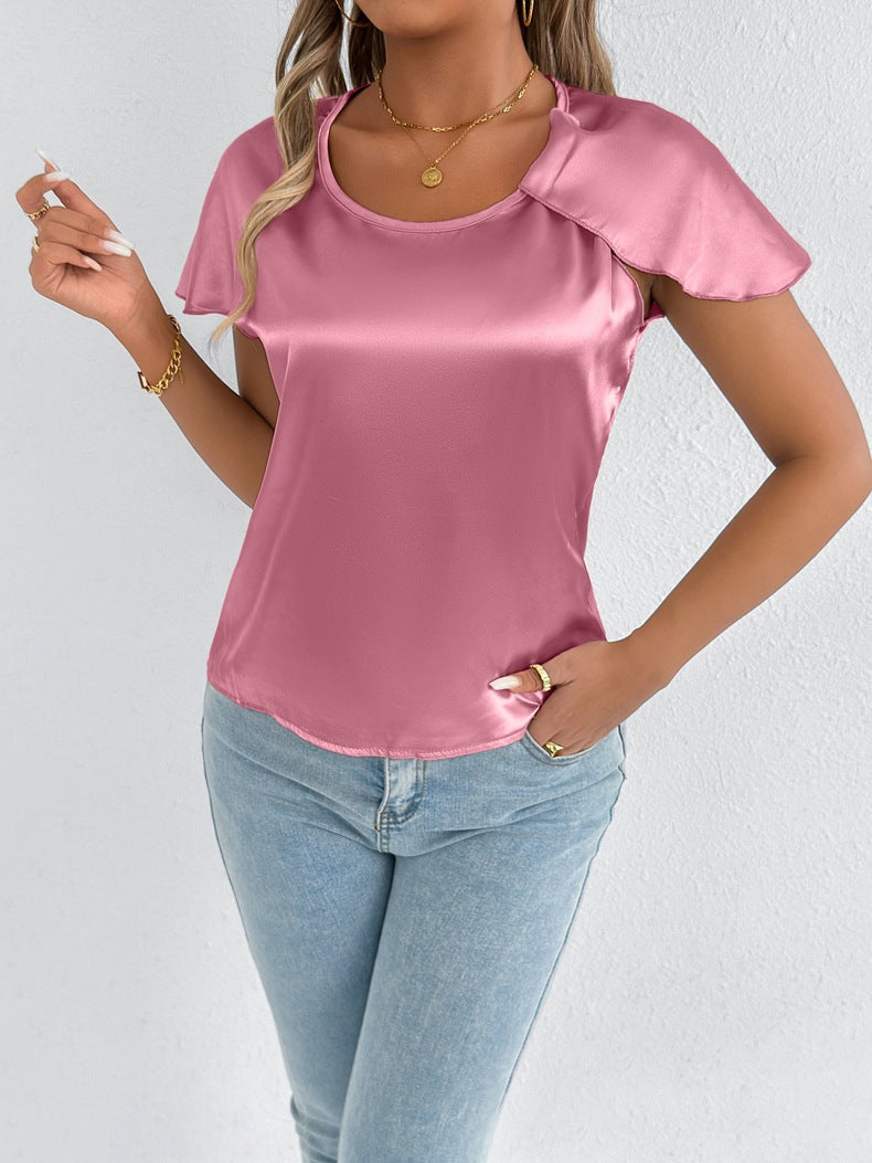 High End Satin Silk T Shirt for Women | Short Sleeve Silk Top | noémi