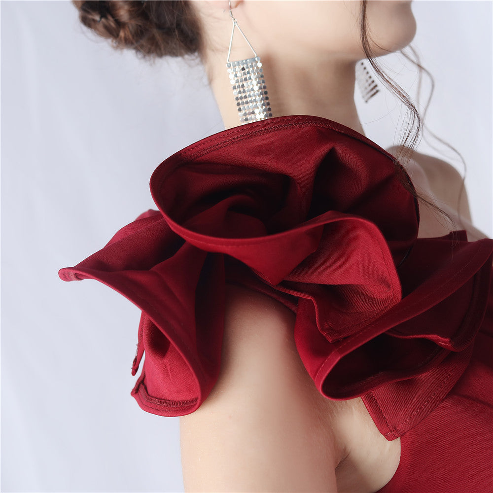 One Shoulder Floral Gown | High Slit Formal Dress | noémi